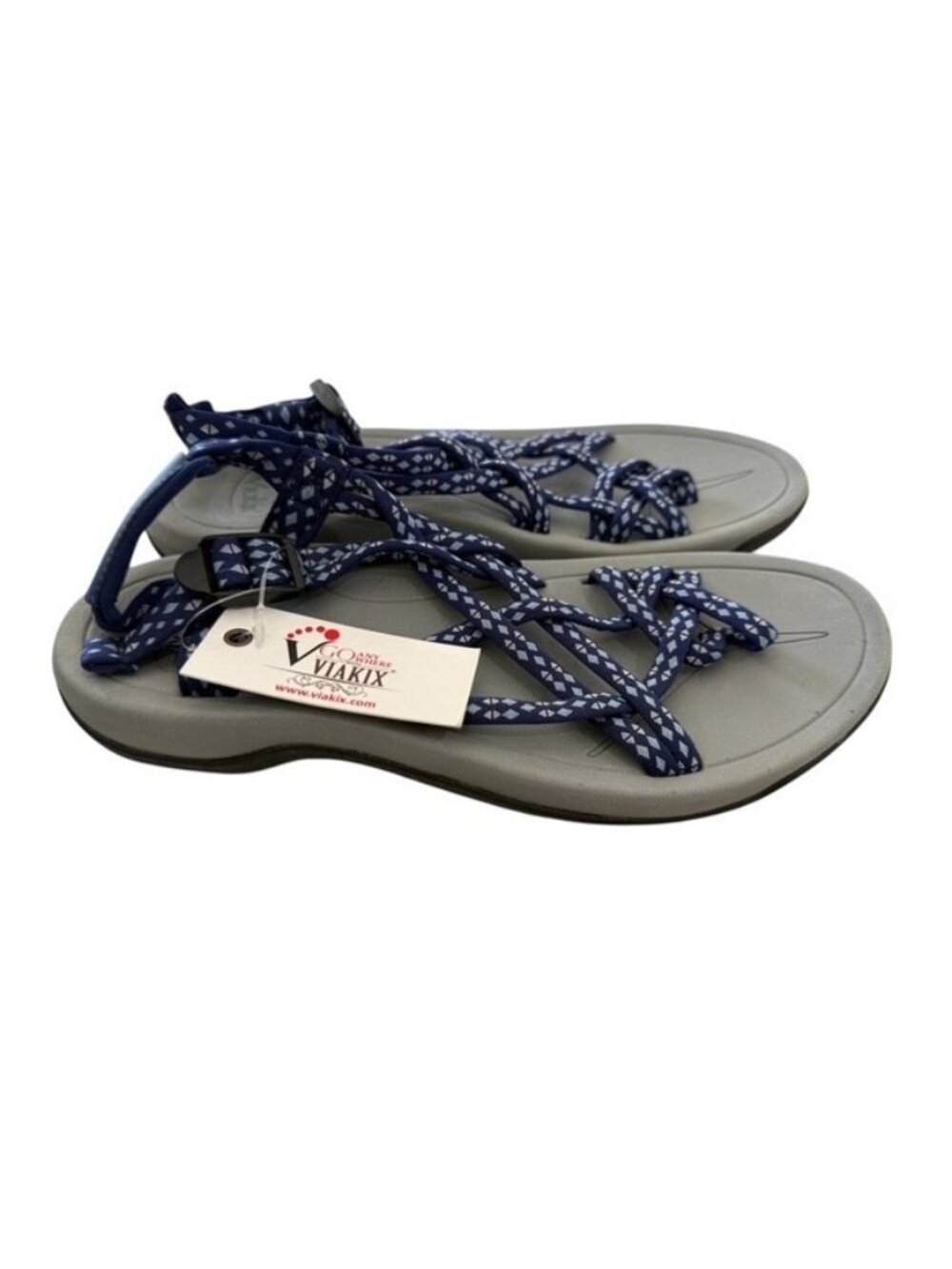 Viakix Siena Navy Blue Grey Siena Women Sz 9 Walking Sport Sandals Shoes Strappy